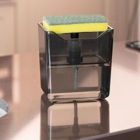 Dispenser Porta Detergente Premium Translúcido 500ml Preto