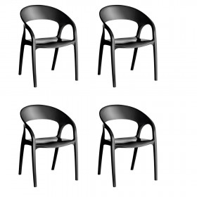 4 Cadeiras Glass Plus Preto