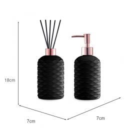 Kit Saboneteira e Difusor Vidro 450ml Preto